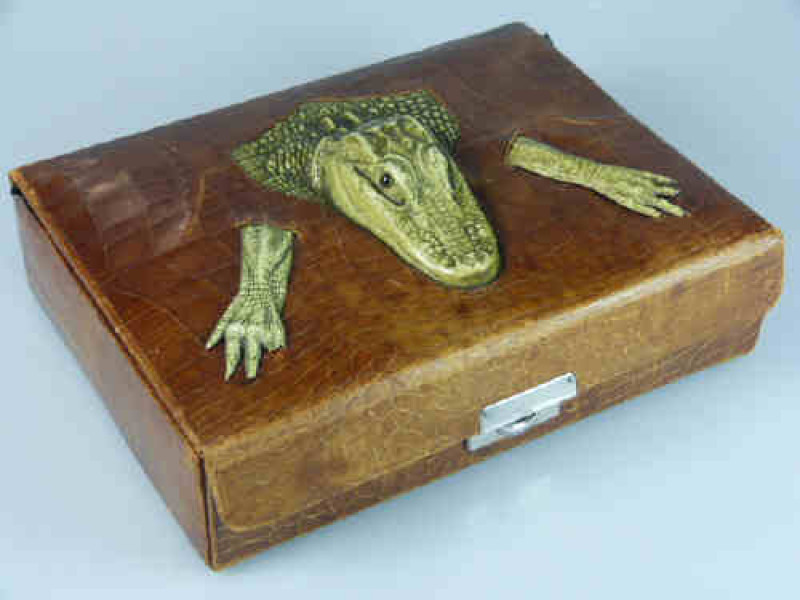 Vintage Crocodile Leather Travelling Vanity Case