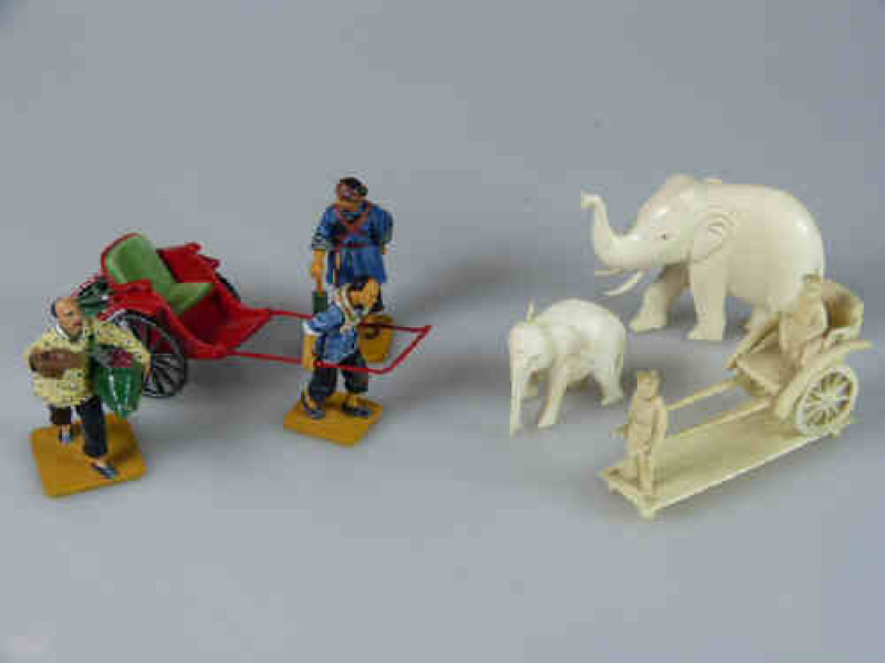 Three Early 20th Century Ivory Carvings and King & Country Models