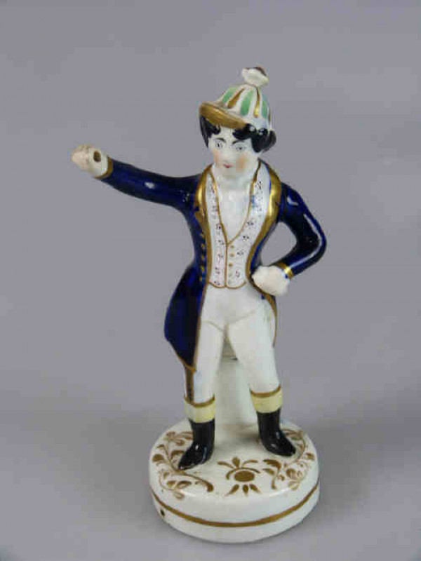 Rockingham Figure of a Jockey with Redfern Collection Label to Base