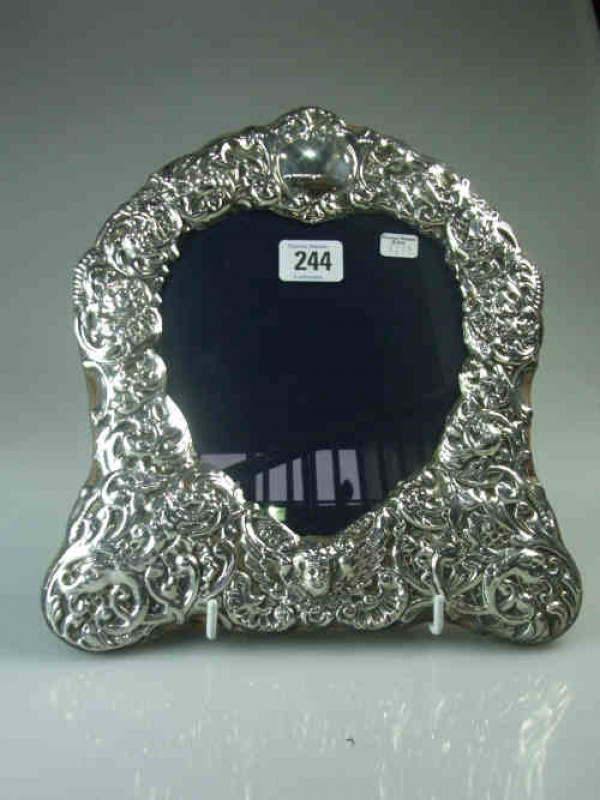 Victorian Style Silver Frame, repousse with mask and scrolls