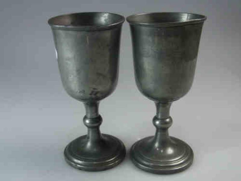 Pair of James Dixon Pewter Goblets
