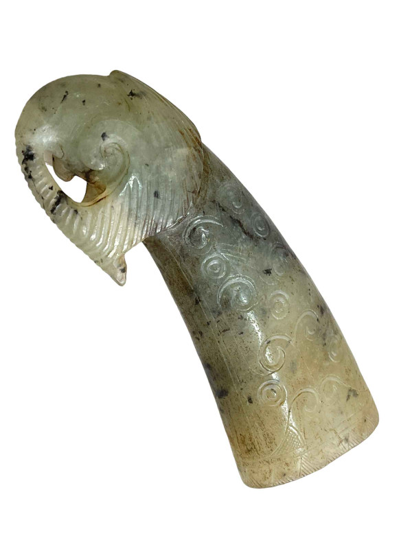 Chinese jade horn wine cup carved as a Rhino.