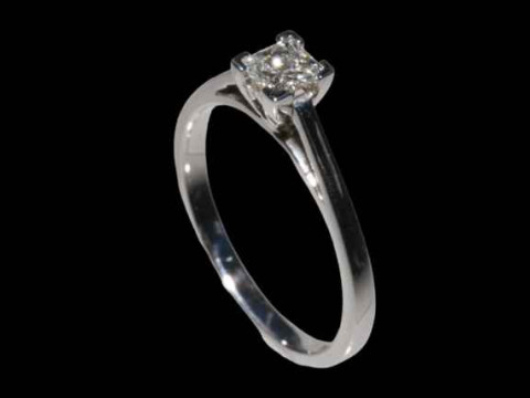 18 carat white gold princess cut solitaire diamond ring, diamonds approx 0.35 carats with certificate, size M. thumbnail