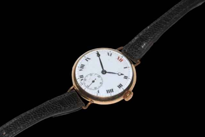 Antique gold plated 'trench' wristwatch.
