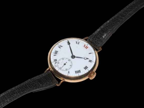 Antique gold plated 'trench' wristwatch. thumbnail