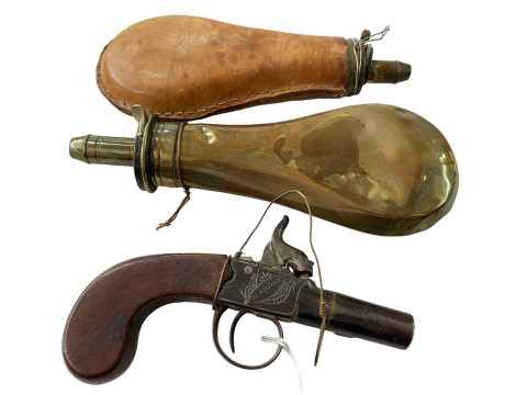 Fisher, London flintlock muff/pocket pistol, overall length 15cm, together...