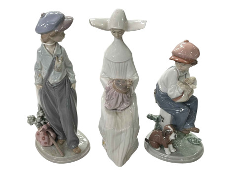 Three Lladro figures, The Wanderer 5400, My Best Friend 5401, and Time...