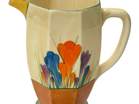 Clarice Cliff Crocus jug, 17cm.
