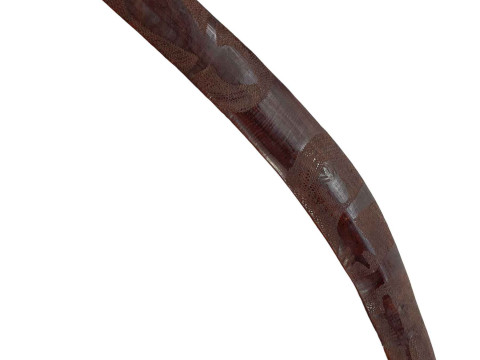 Australian boomerang with carved aquatic creatures and pattern, 64cm length,...