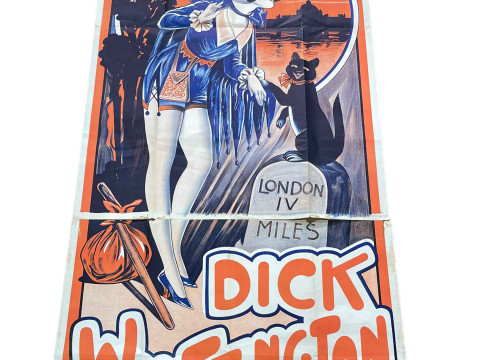 Poster for Dick Whittington in two sections, printed by Moody Brothers,...