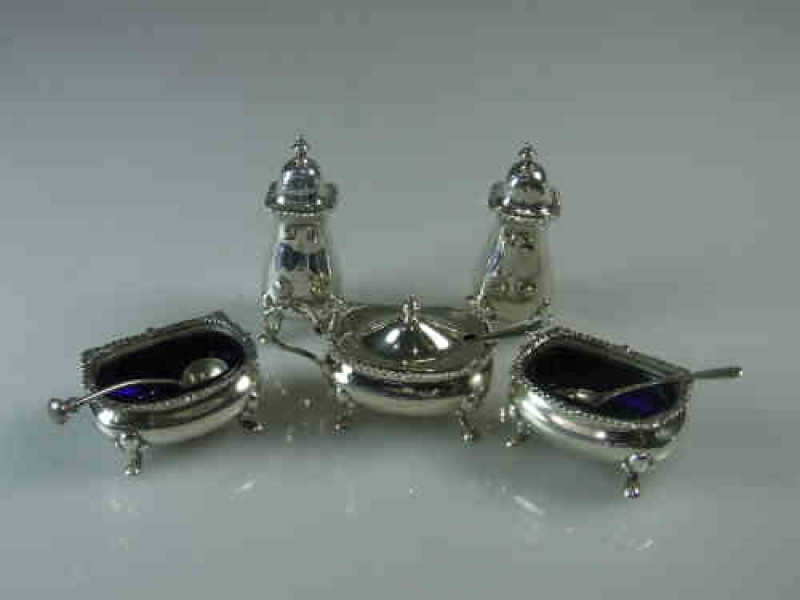 Georgian Style Silver Five-piece Condiment Set
