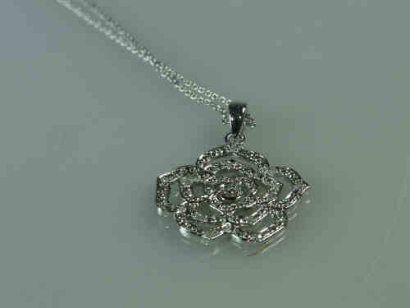 Sterling Silver and Diamond Necklace
