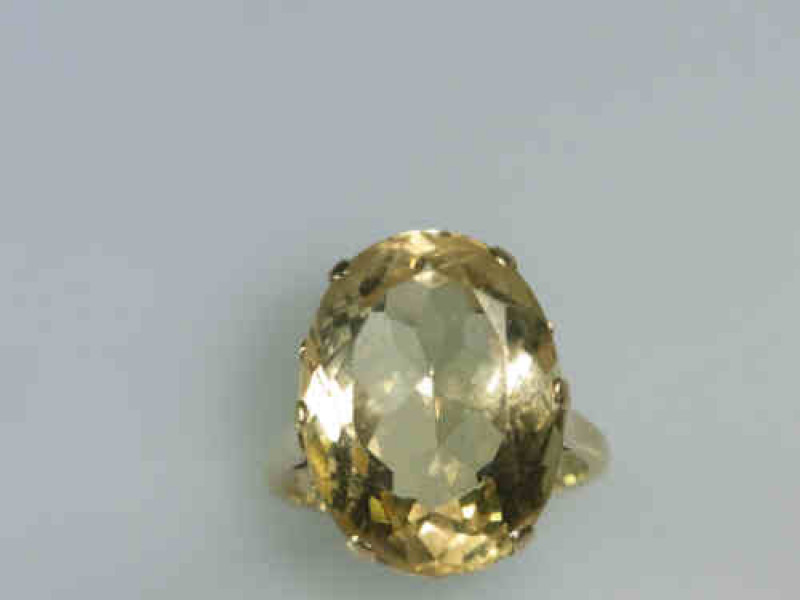 9ct Gold and Citrine Ring, Size O