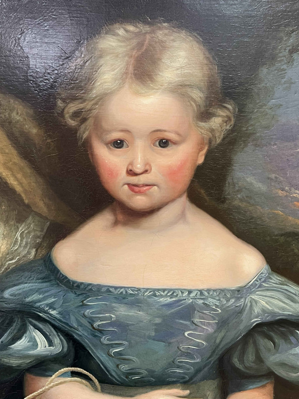 19th Century portrait of a young girl, oil on canvas, 78cm by 67cm, framed.