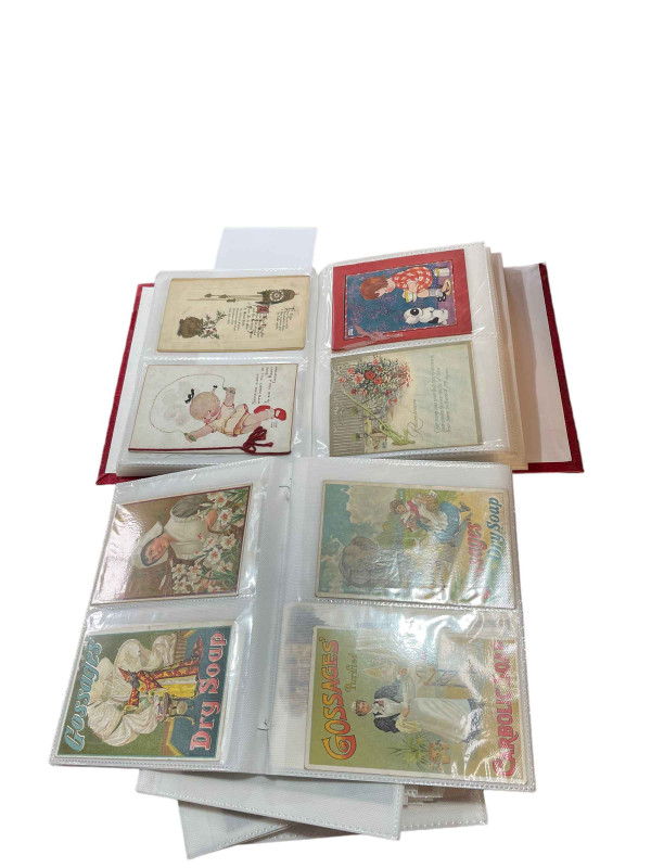 A good collection of advertising postcards inc Fry's Milk Chocolate, Gossages Soap, together with New Year and Christmas greetings cards, illustrated cats, salvation army, Norwegian staff band, WWI bombardments, New Liberal Government and Dutch party etc.
