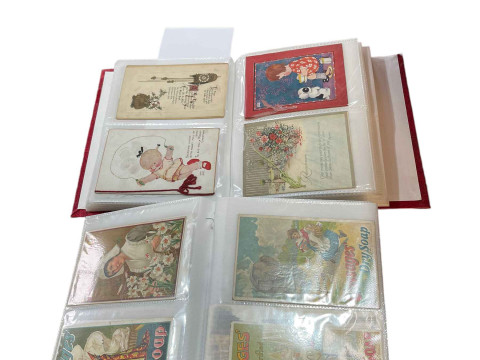 A good collection of advertising postcards inc Fry's Milk Chocolate, Gossages Soap, together with New Year and Christmas greetings cards, illustrated cats, salvation army, Norwegian staff band, WWI bombardments, New Liberal Government and Dutch party etc. thumbnail