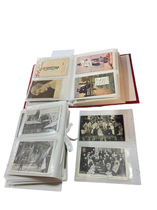 A good collection of advertising postcards inc Fry's Milk Chocolate, Gossages Soap, together with New Year and Christmas greetings cards, illustrated cats, salvation army, Norwegian staff band, WWI bombardments, New Liberal Government and Dutch party etc.