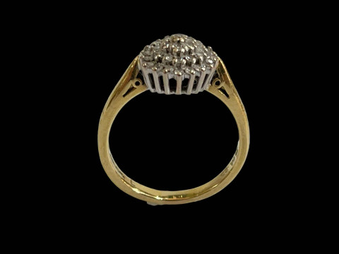 Diamond cluster 18 carat gold ring, size N. thumbnail