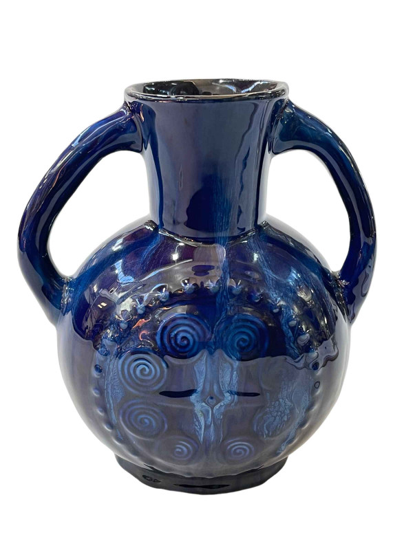 Linthorpe Pottery Dresser designed two handle vase with motif decoration, 19cm.