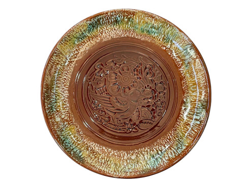 Linthorpe Pottery Dresser plate with bird and flower central decoration,...