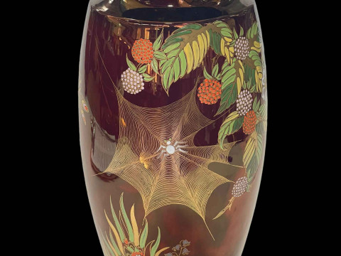 Carlton Ware Rouge Royal large spider web vase, 31cm.