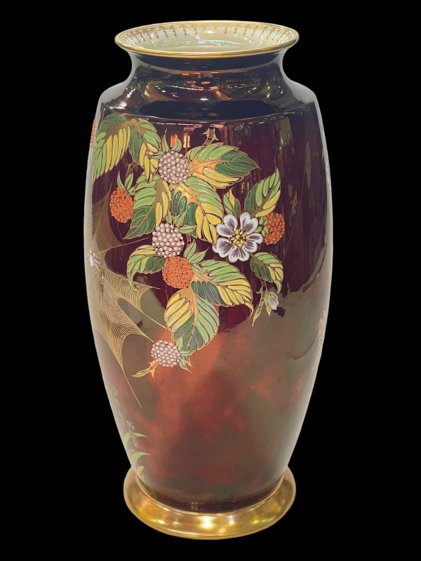 Carlton Ware Rouge Royal large spider web vase, 31cm.