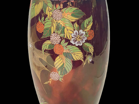 Carlton Ware Rouge Royal large spider web vase, 31cm. thumbnail