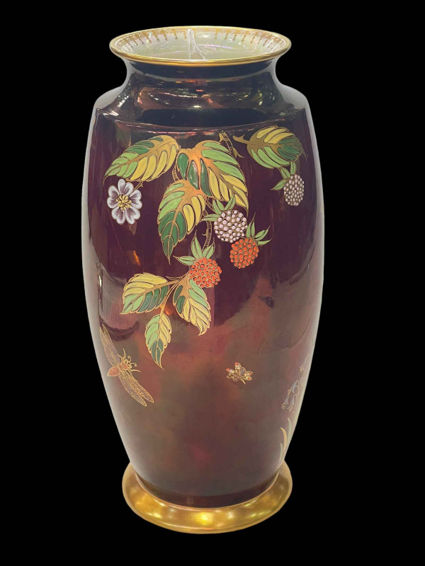 Carlton Ware Rouge Royal large spider web vase, 31cm.