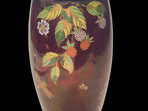 Carlton Ware Rouge Royal large spider web vase, 31cm. thumbnail