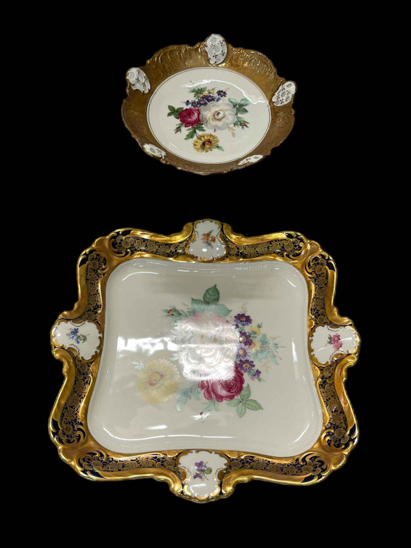 Large Rosenthal shaped dish, 33cm across, and smaller similar piece (2).