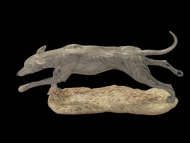 Don Fishman Heredities Creamware Greyhound, 27cm length.