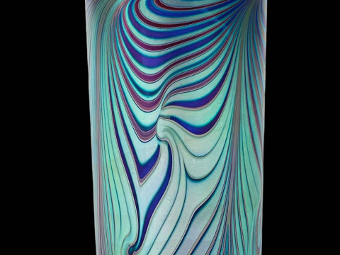 Okra art glass vase, dated 1986, 15.5cm.