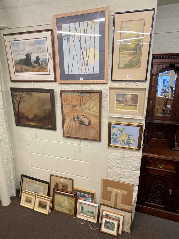 Large collection of pictures including framed oils, watercolours, limited edition print, aircraft photo's, etc.