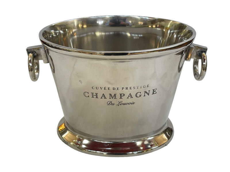 Champagne bucket marked 'Cuvee De Prestige Du Louvois', 25cm.