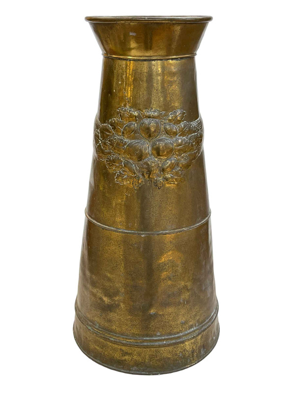 Brass fruit decorated stick stand, 68cm high.