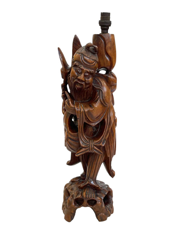 Large Chinese hardwood figure, 61cm high.