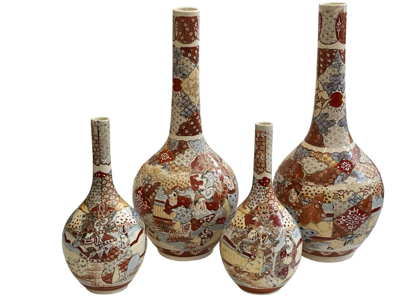 Two pairs of Satsuma vases, tallest 47cm.
