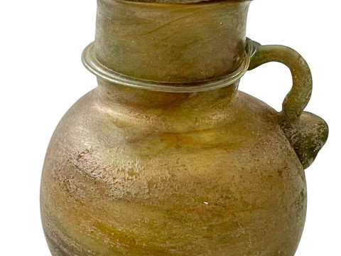 Antique iridescent glass vessel, 15cm.