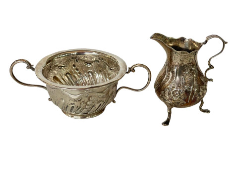 Edwardian silver two handled basin, Birmingham 1904, and antique silver...