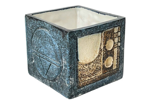 Troika square section vase with artists monogram, 8.5cm.