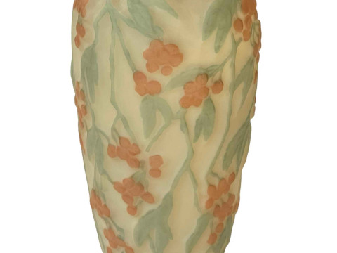Satin glass moulded vase, 24cm.