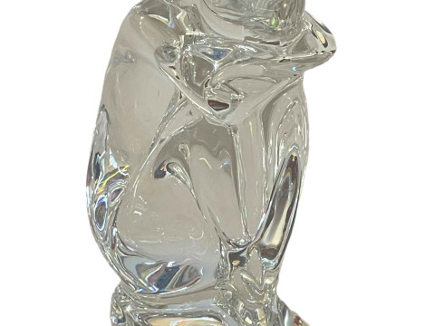 Baccarat glass crouching nude figure, 11cm.