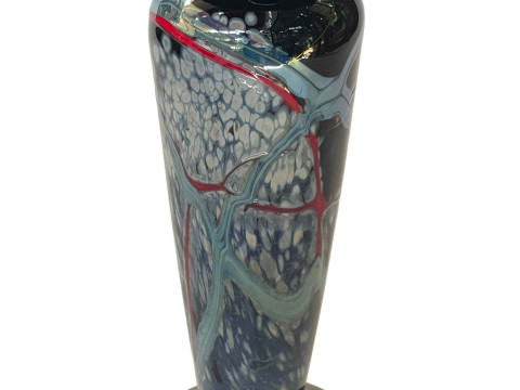 Okra art glass vase, signed and dated 1989, 24.5cm.