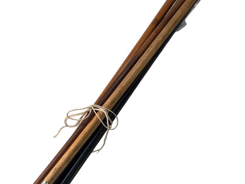 Carved bone handled walking stick and four others (5).