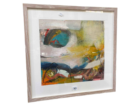 Lesley Birch, And Still the Roar, oil on paper, 39cm by 41cm, in glazed...