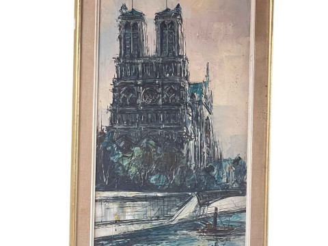 Porisse, Notre Dame Cathedral, oil on canvas, signed upper left, 58.5cm...