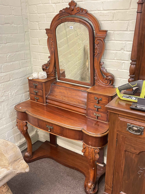 Victorian mahogany Duchess dressing table, 164cm by 104cm by 44cm.