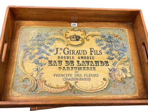 French butlers tray and folding stand, 78cm by 65cm by 45cm. thumbnail