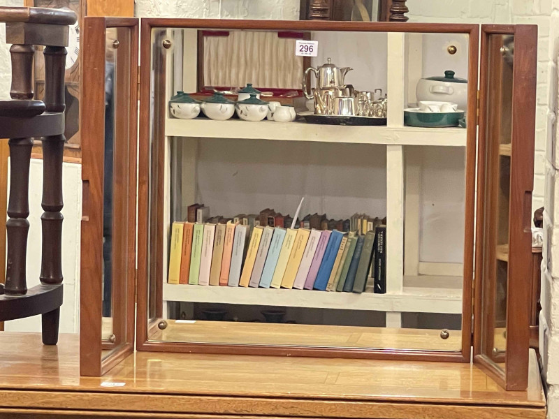 Danish teak triple dressing mirror.