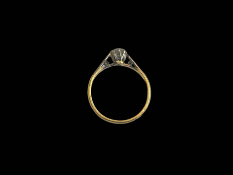 Diamond solitaire 18 carat gold and platinum set ring, size J. thumbnail